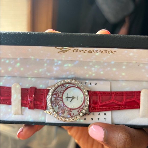 Geneva Accessories - Geneva Red and Silver Women's Watch